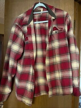 Orvis Red and Brown Plaid Flannel Jacket
